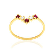 Bague or 750 jaune rubis et diamants