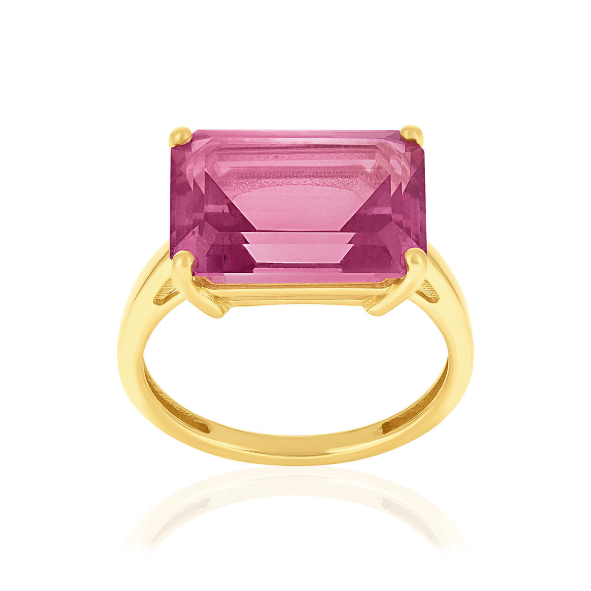 750 yellow gold ring with pink-treated topazes