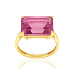 Bague or 750 jaune topazes traitées rose - vue 1