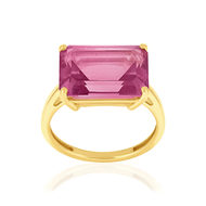 Bague or 750 jaune topazes roses