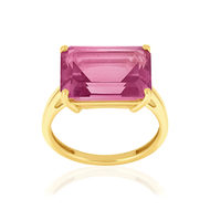 Bague or 750 jaune topazes traitées rose