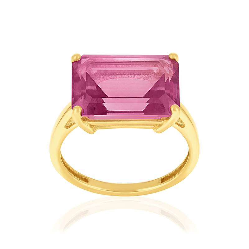 Bague or 750 jaune topazes traitées rose - vue 1