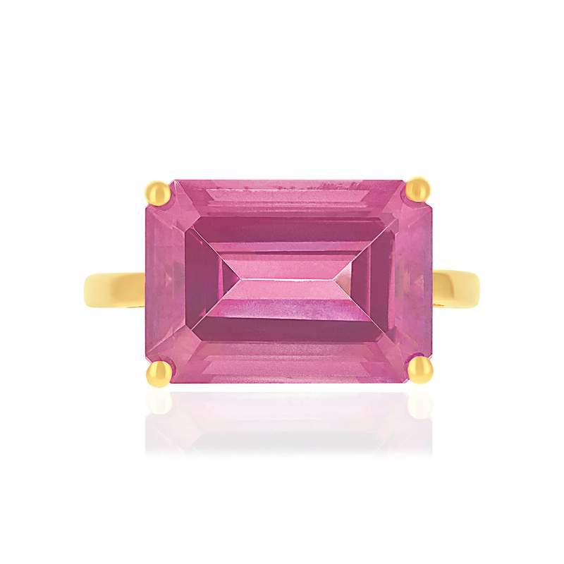 Bague or 750 jaune topazes traitées rose - vue 3