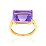 Bague or 750 jaune améthystes - vue 1