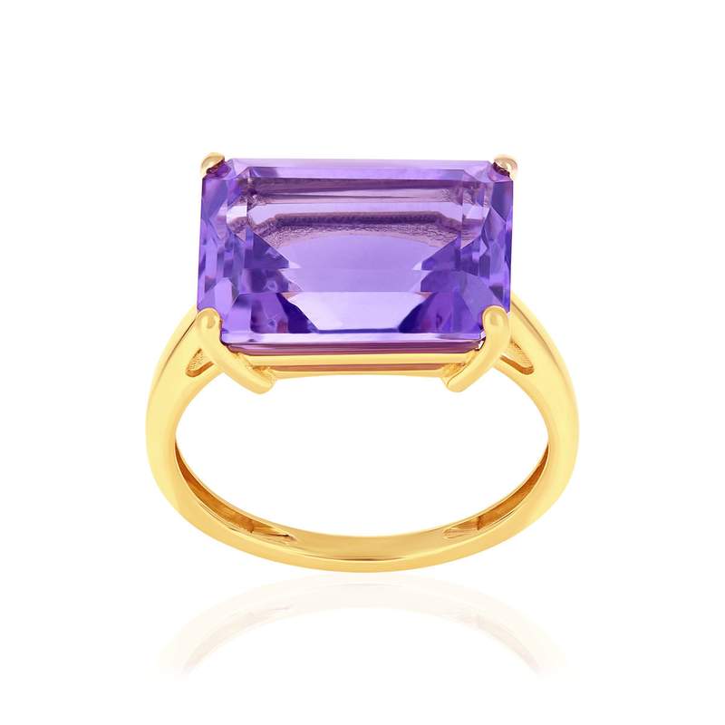 Bague or 750 jaune améthystes - vue 1