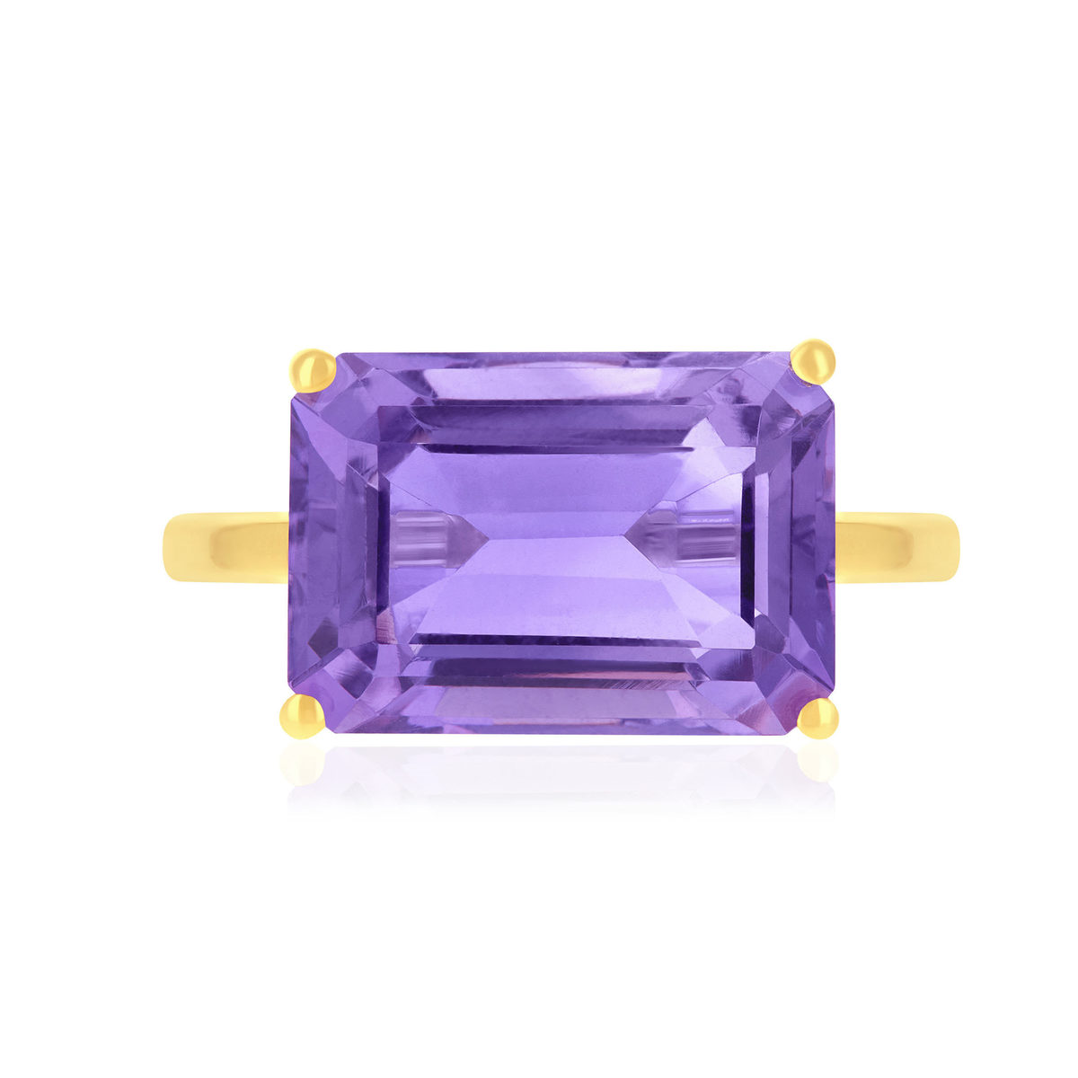 Bague or 750 jaune améthystes - vue 3