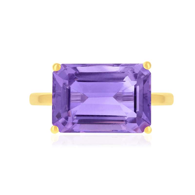 Bague or 750 jaune améthystes - vue 3
