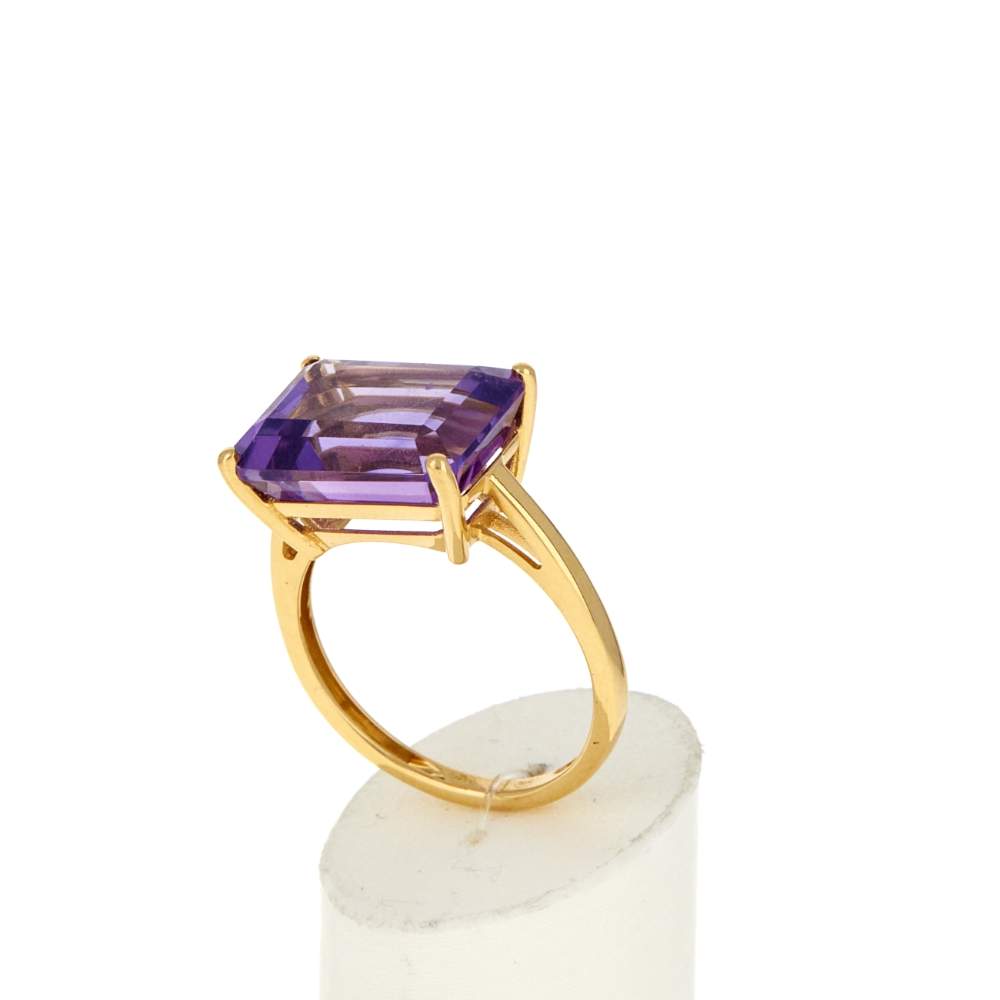 Bague or 750 jaune améthystes - vue 3