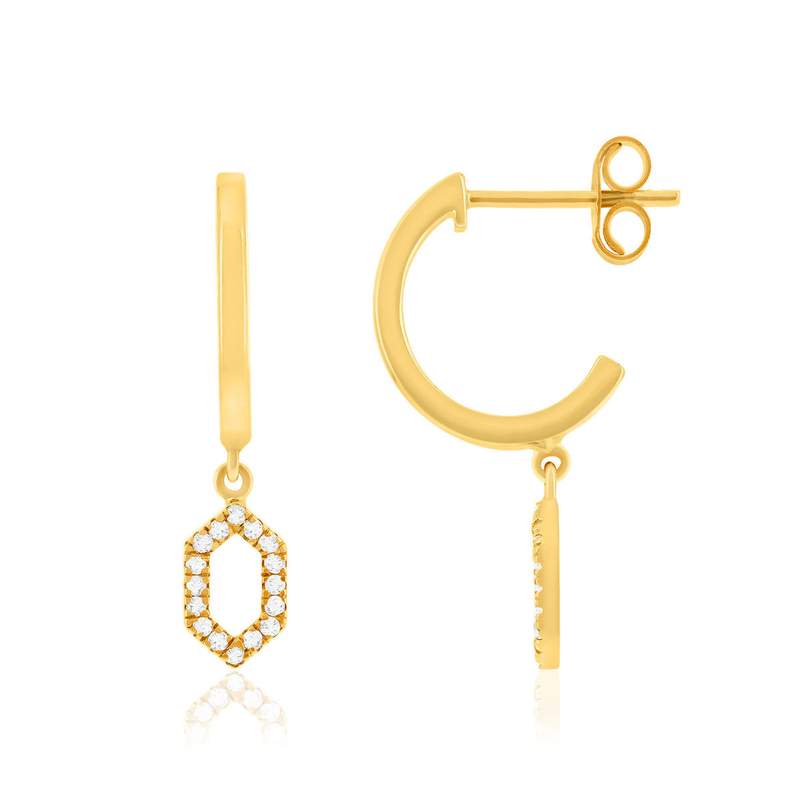Boucles d'oreille or 375 jaune diamantss - vue 1