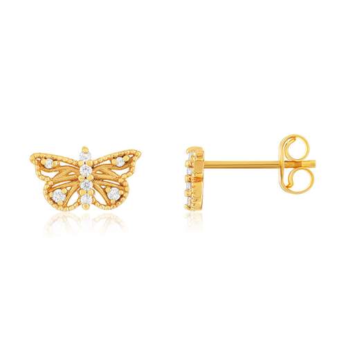 Boucles d'oreilles or 375 jaune diamants