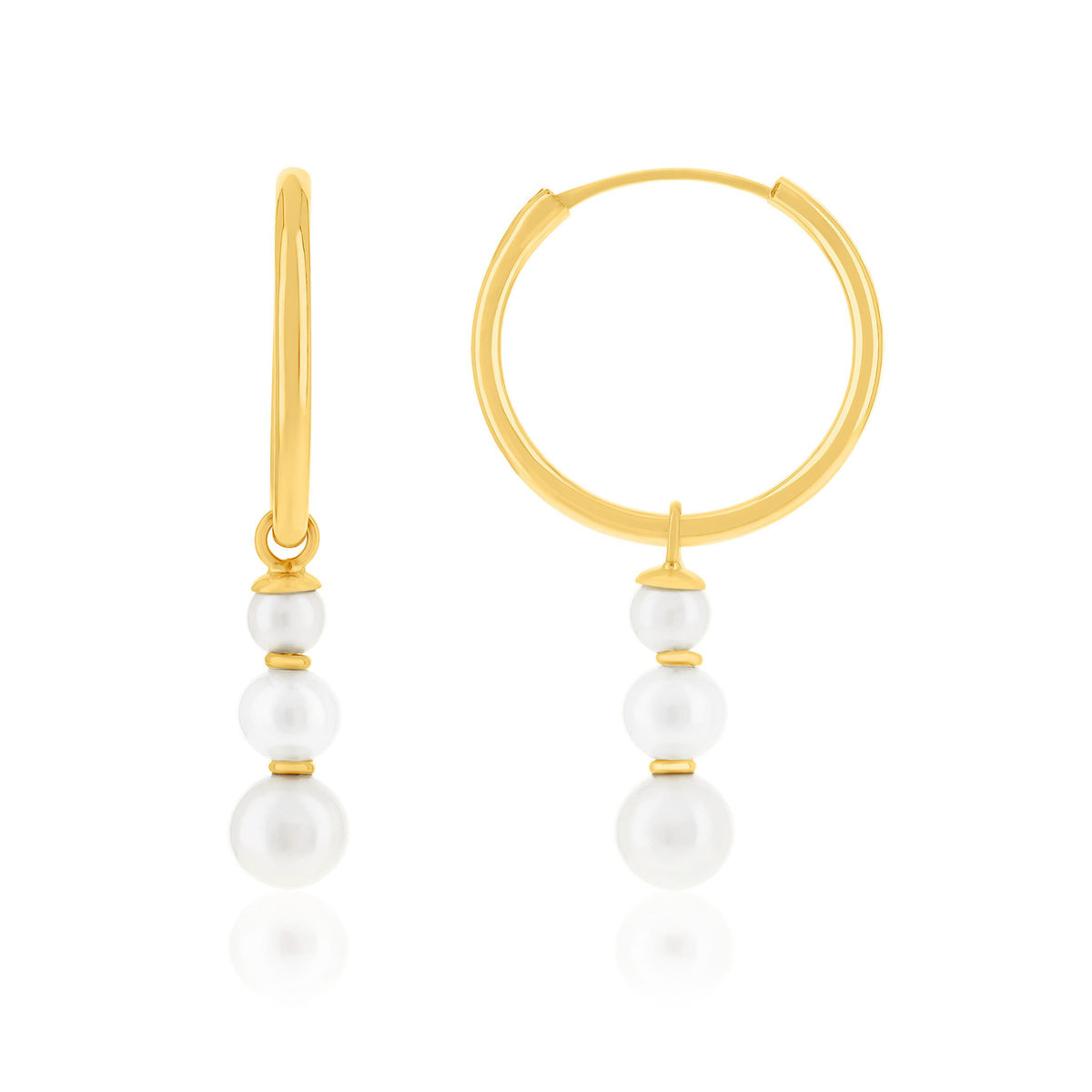 Boucles d'oreilles or 750 jaune perles de culture