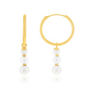 Boucles d'oreilles or 750 jaune perles de culture