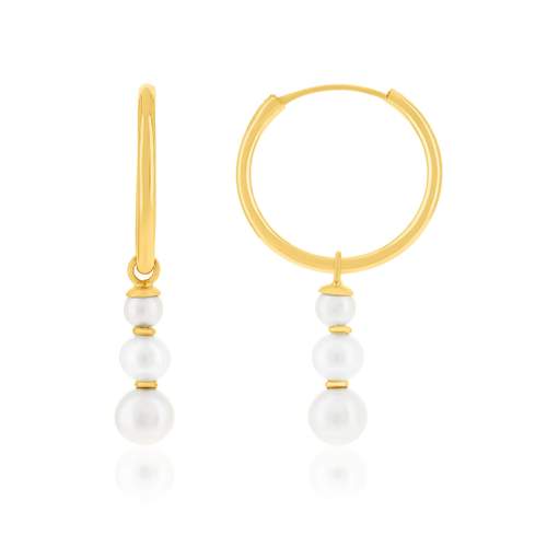 Earrings, gold 750 yellow cultured pearls