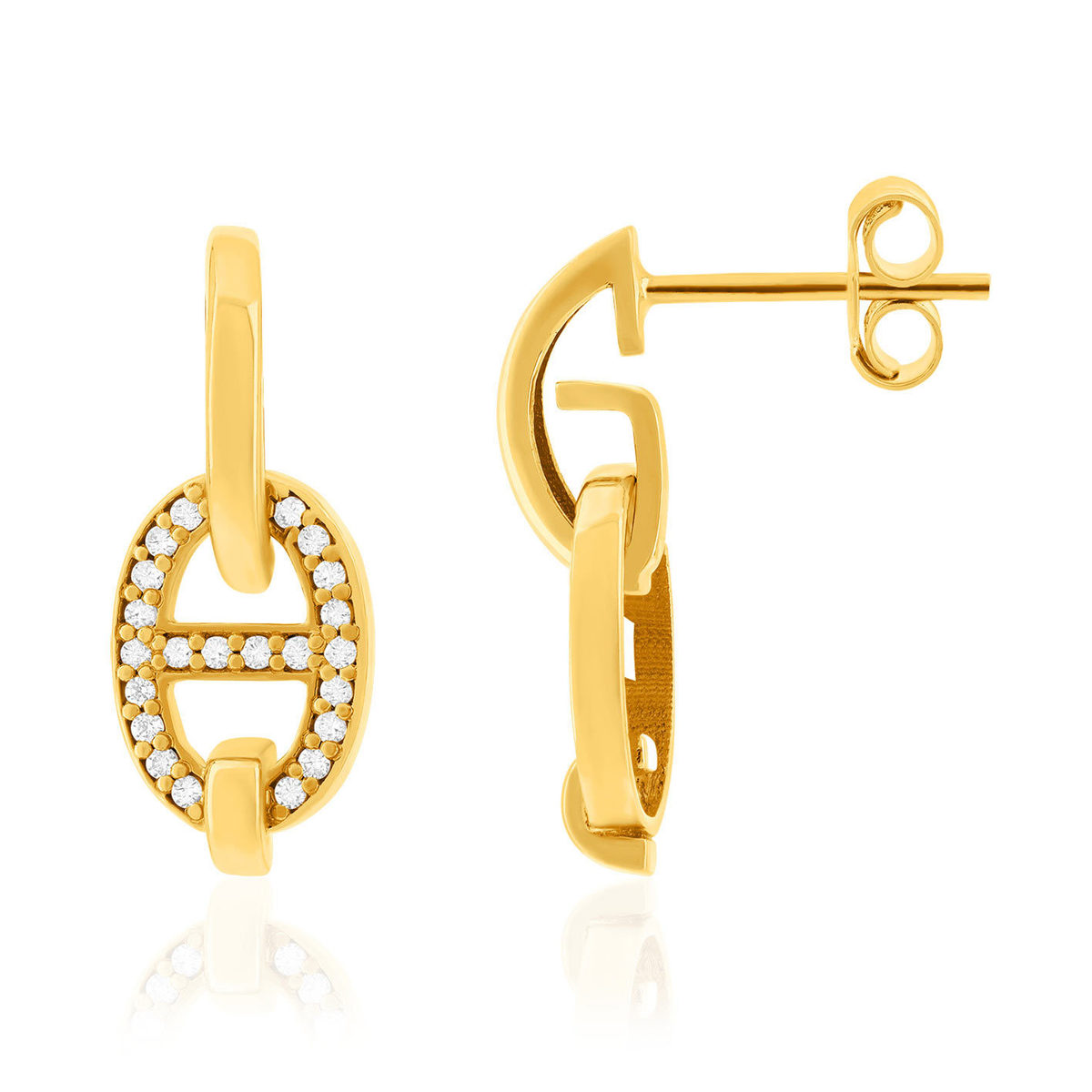 Boucles d'oreille or 375 jaune zirconias