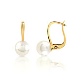 Boucles d'oreilles or 750 jaune dormeuses perles de culture du Japon - vue 1