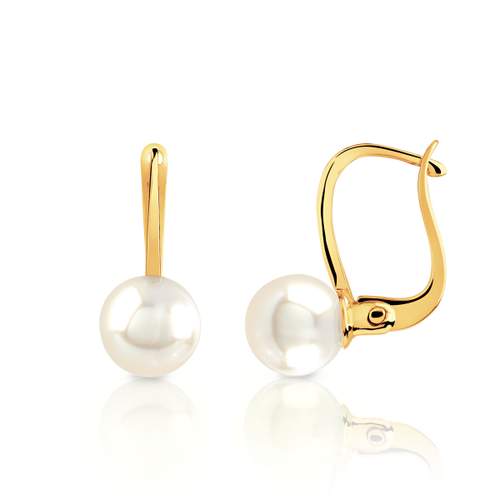 Boucles d'oreilles or 750 jaune dormeuses perles de culture du Japon
