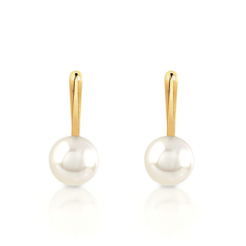 Boucles d'oreilles or 750 jaune dormeuses perles de culture du Japon - vue D1
