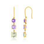 Boucles d'oreilles or 750 jaune améthystes - vue 1