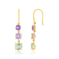 Boucles d'oreilles or 750 jaune améthystes