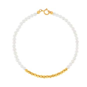 Bracelet or 375 jaune perle de culture 17cm