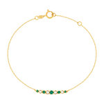 Bracelet or 750 jaune émeraudes et diamants 18cm - vue 1