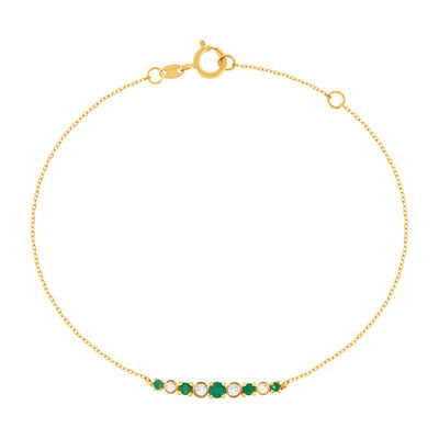 Gouden armband 750 gele smaragden en diamanten 18cm