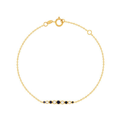 Bracelet or 750 jaune saphirs et diamants 18cm - vue 1