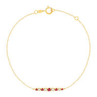 Bracelet or 750 jaune rubis et diamants 18cm