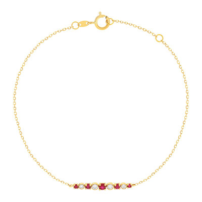 Gouden armband 750 gele robijn en diamanten 18cm