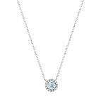 Collier or 375 blanc topaze traitée sky blue et zirconias 45cm - vue 1