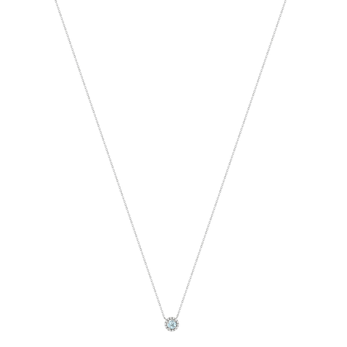 375 white gold necklace with sky blue treated topaz and zirconias, 45cm - view 2