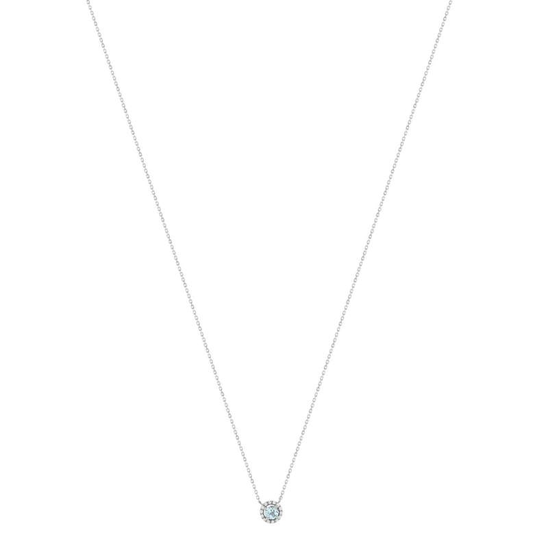 Collier or 375 blanc topaze traitée sky blue et zirconias 45cm - vue 2