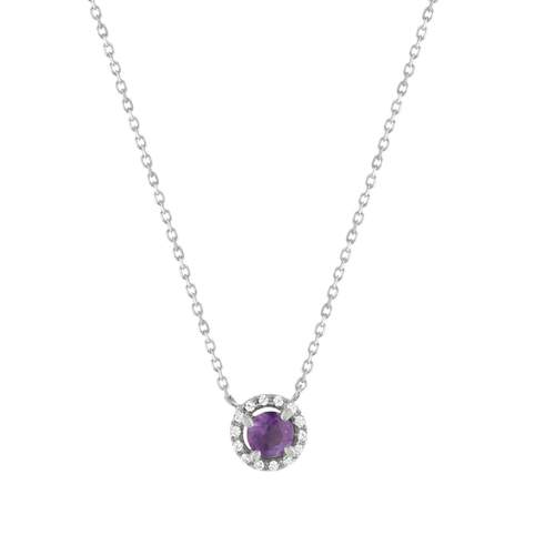 Collier or 375 blanc améthystes 45cm