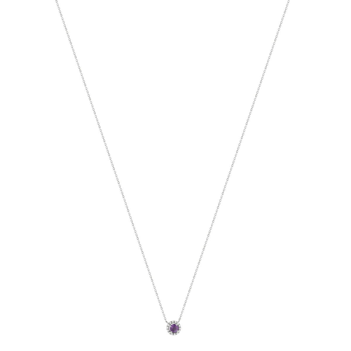 Collier or 375 blanc améthystes 45cm - vue 2