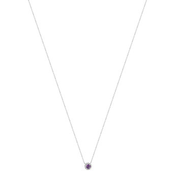 Collier or 375 blanc améthystes 45cm