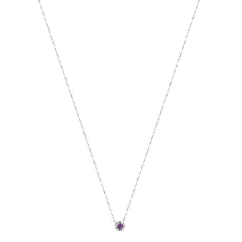 Collier or 375 blanc améthystes 45cm - vue 2