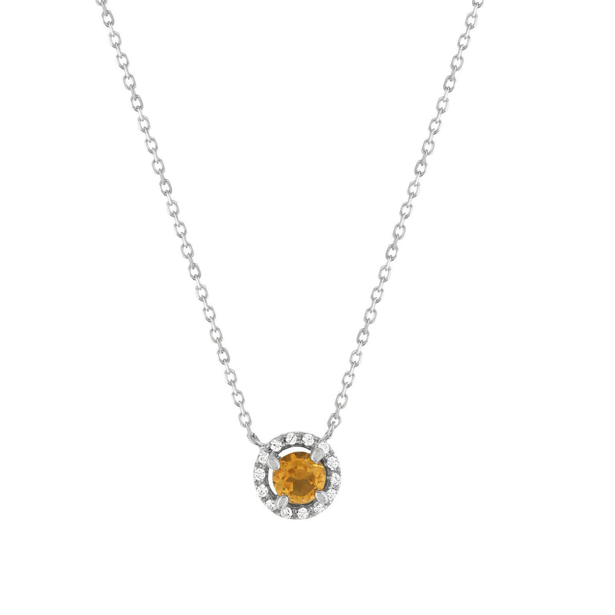 Collier or 375 blanc citrine zirconias 45cm