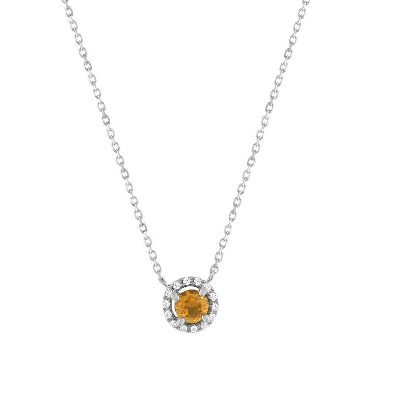 Collier or 375 blanc citrine zirconias 45cm - vue 1