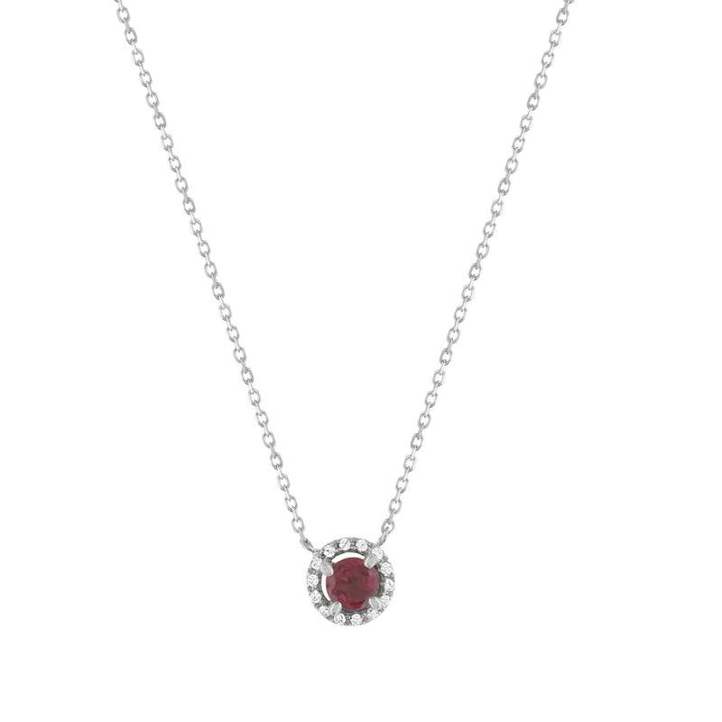 Collier or 375 blanc grenat rhodolite zirconias 45cm - vue 1