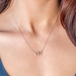 Necklace gold 375 yellow diamonds 45cm - view worn 1