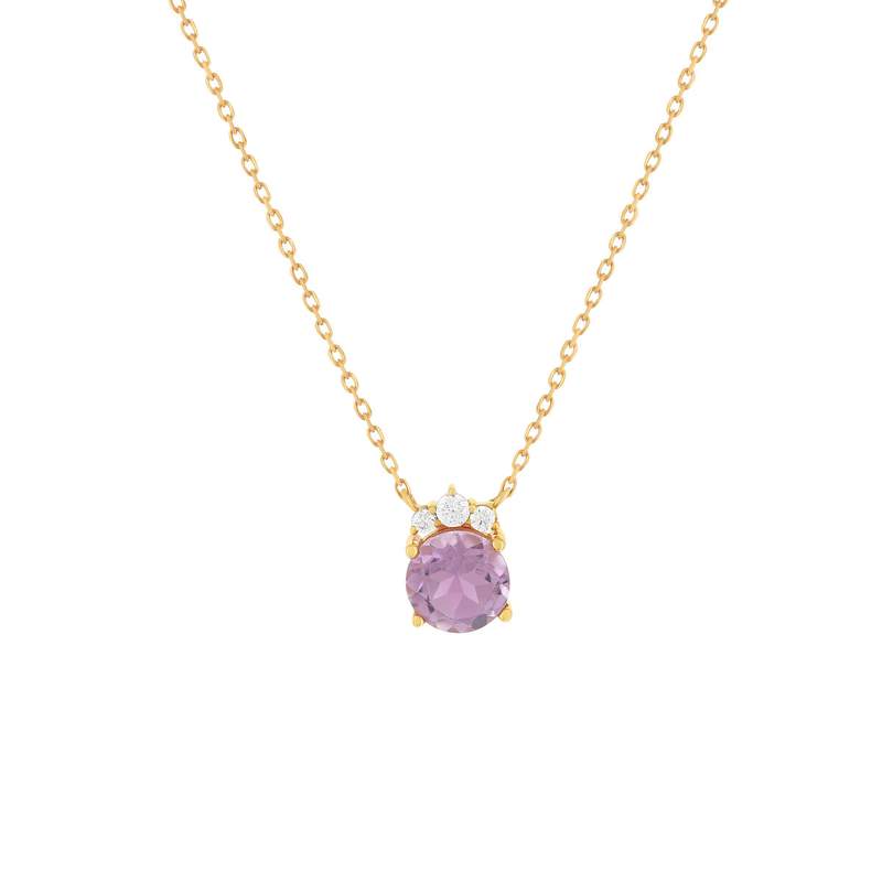 Collier or 375 jaune améthystes et zirconias 43cm - vue 1