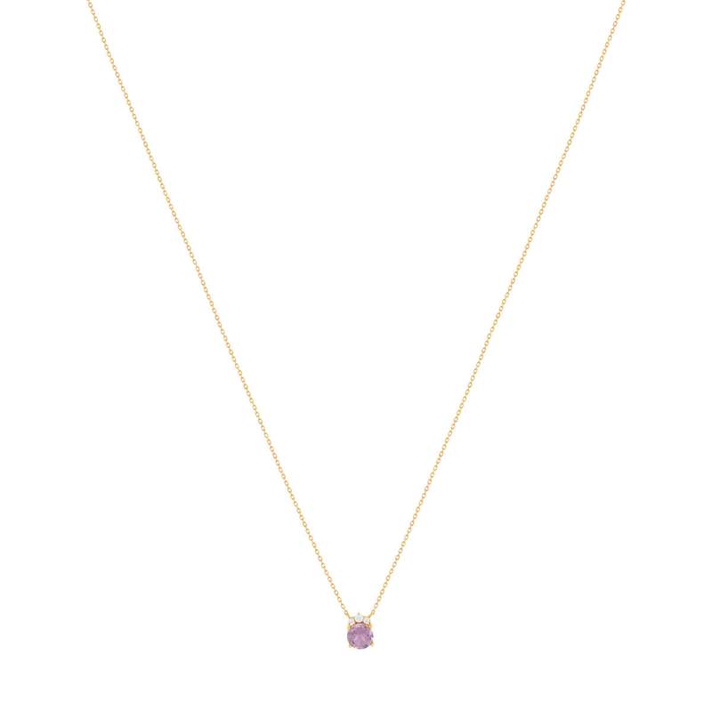 Collier or 375 jaune améthystes et zirconias 43cm - vue 2