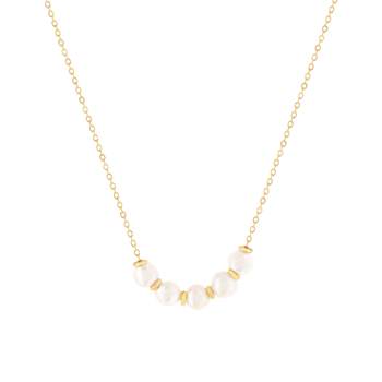 Gold necklace 375 yellow cultured pearls 43cm