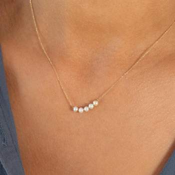 Gold necklace 375 yellow cultured pearls 43cm