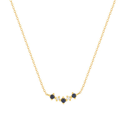 Collier or 375 jaune saphirs et zirconias 45cm