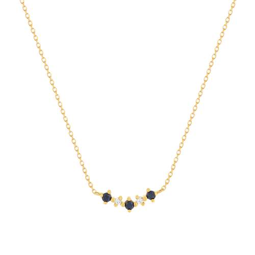 Gouden collier 375 gele saffieren en zirkonia's 45cm