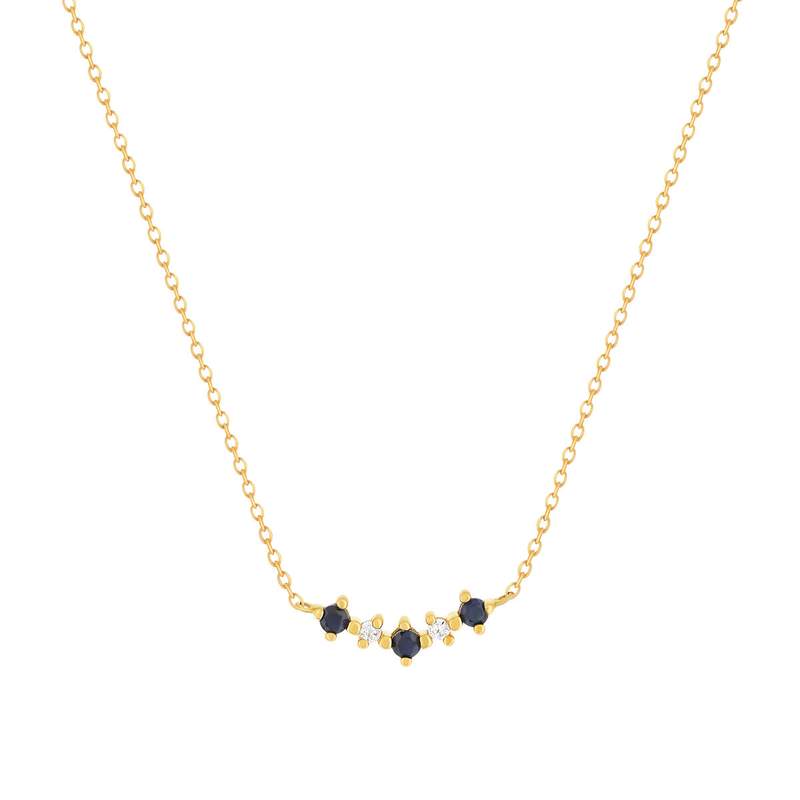 Collier or 375 jaune saphirs et zirconias 45cm - vue 1