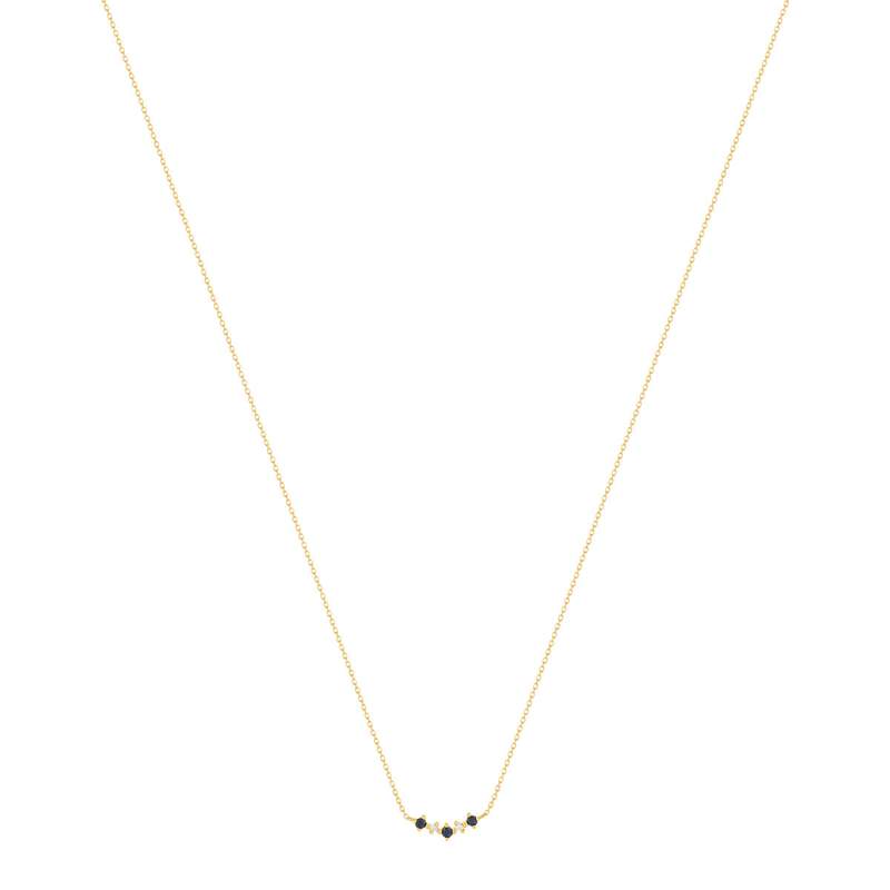 Collier or 375 jaune saphirs et zirconias 45cm - vue 2