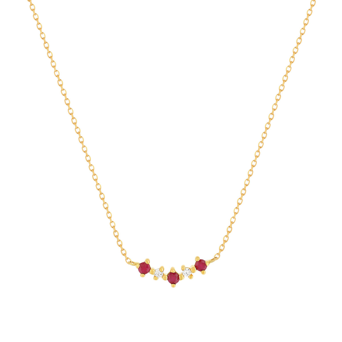 Collier or 375 jaune rubis et zirconias 45cm