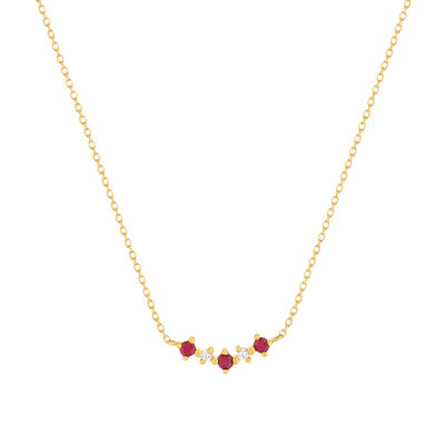 Collier or 375 jaune rubis et zirconias 45cm - vue 1